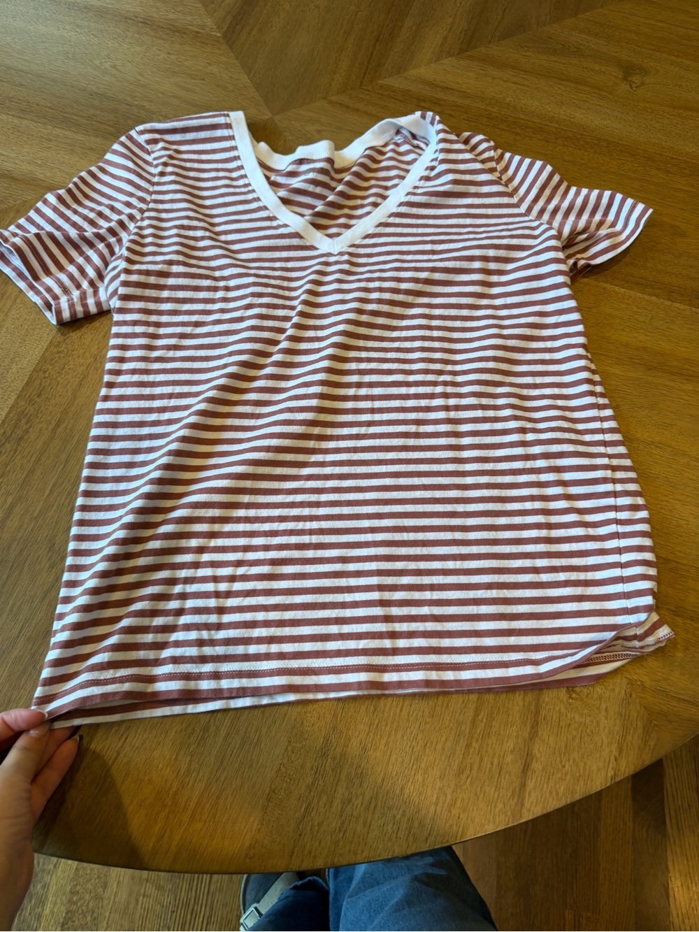 Ag Adriano Goldschmied White & Rust Striped V-Neck Long Sleeve Tee